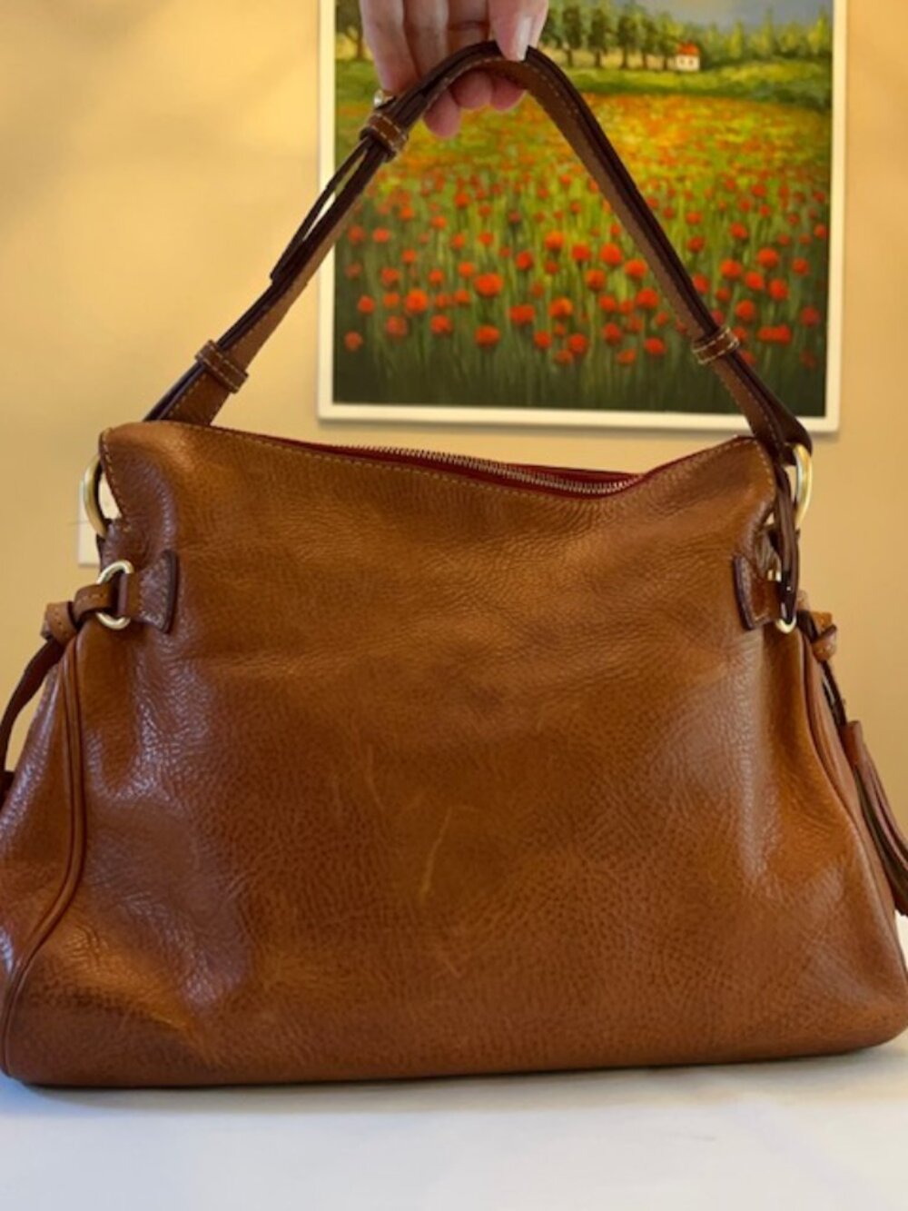DOONEY & BOURKE | Florentine Tassel Leather Hobo Shoulder Bag - Picture 4 of 16